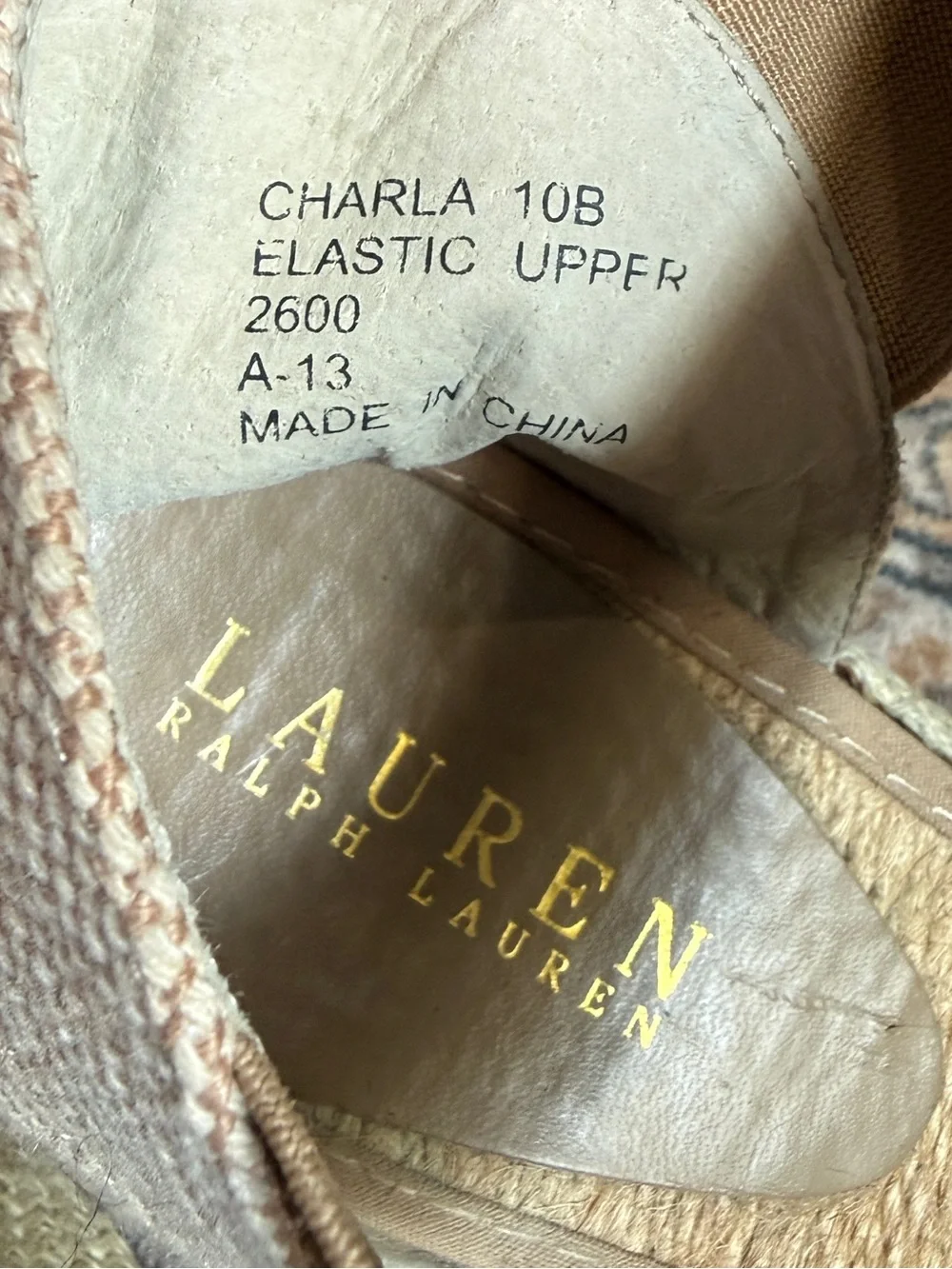 Ralph Lauren Natural Charla‎ Canvas Espadrille Wedge Sandal 10 Old Money Coastal